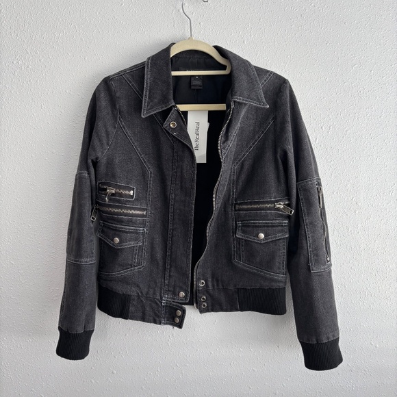 Marc Jacobs Black/Grey Denim Bomber Jacket - Picture 1 of 6